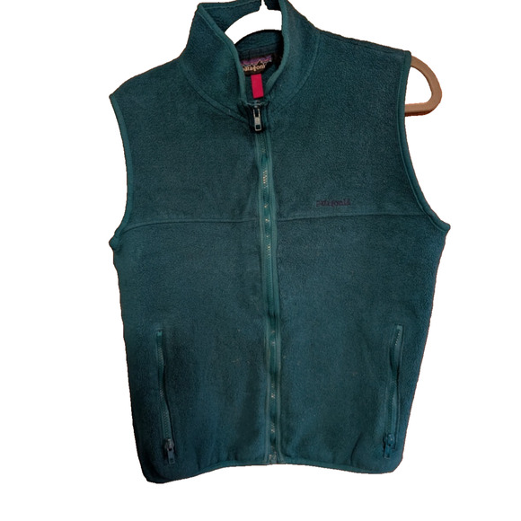 Patagonia Womens Synchilla Vest Fleece Dark Green SMALL EUC - Picture 1 of 4